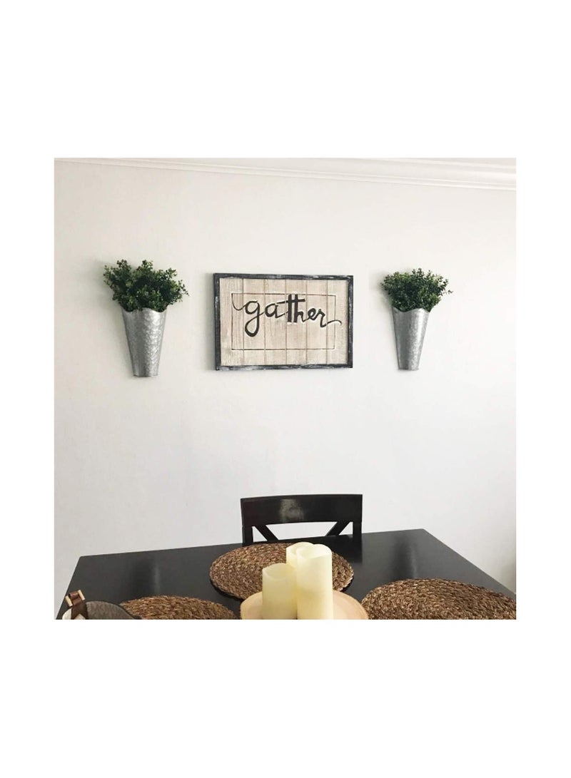 SYOSI Galvanized Metal Wall Planter, 2 Pack Farmhouse Wall Vase Planters, Decor for Succulents or Herbs, Rustic Wall Hanging Flowers Holder Country Rustic Home Wall Decor, for Indoor, Outdoor, Silver - Image 5