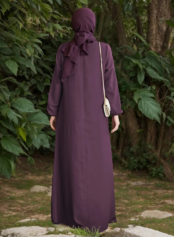 Take Two Take Two Women Solid Cuffed Sleeves Jalabiya with Zip Front