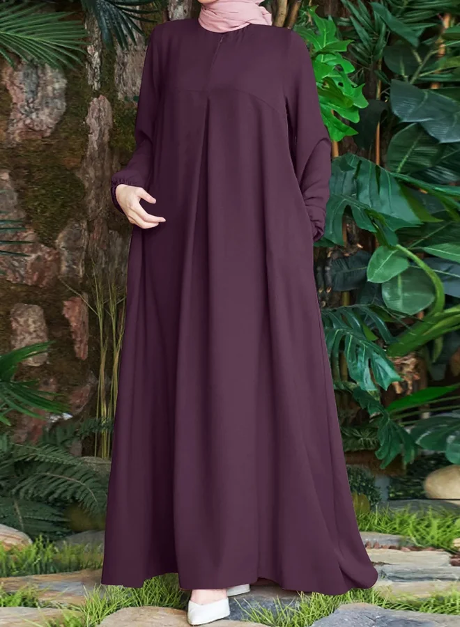 Take Two Take Two Women Solid Cuffed Sleeves Jalabiya with Zip Front