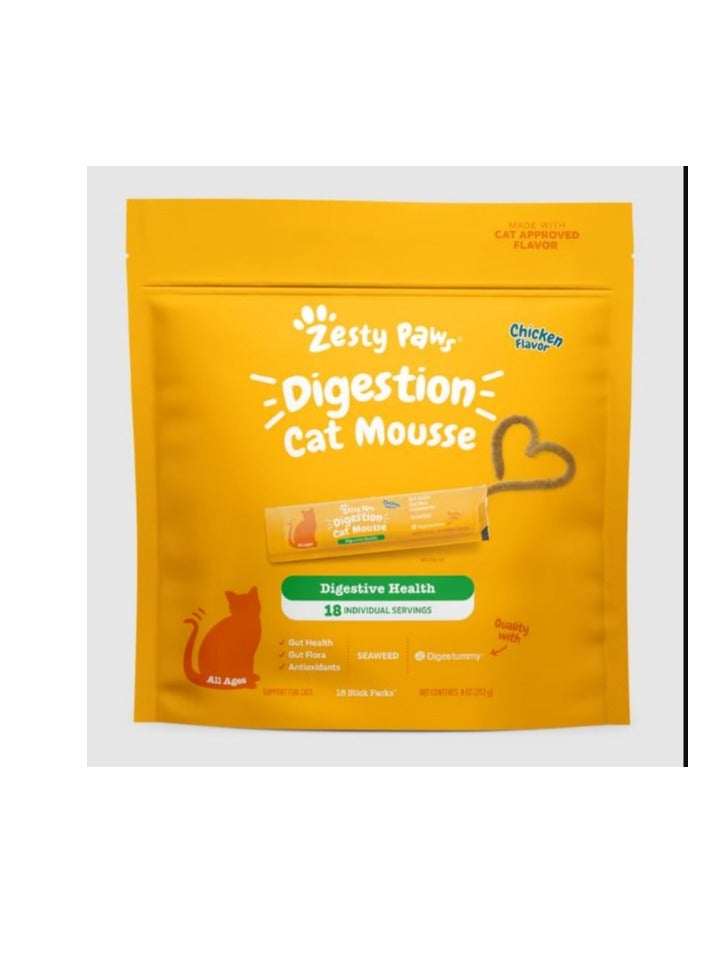 Zesty Paws Cat Digestion Mousse - Chicken - 18*14g