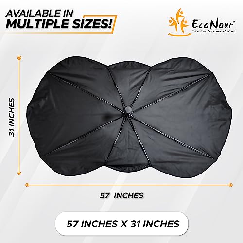 EcoNour Umbrella Windshield Sunshade for Car | Bendable Sun Visor for UV & Interior Protection | Foldable Front Window Sunshade Suitable for Sedan and SUV | Sun Blocker for Car | X-Large (57" x31") - Image 3