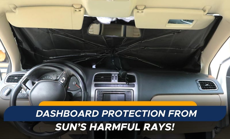 EcoNour Umbrella Windshield Sunshade for Car | Bendable Sun Visor for UV & Interior Protection | Foldable Front Window Sunshade Suitable for Sedan and SUV | Sun Blocker for Car | X-Large (57" x31") - Image 5