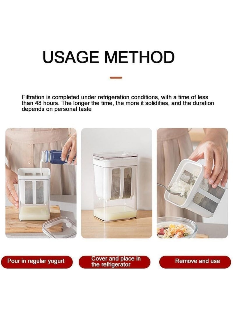 FENNEC MART - Fennec Mart Hung Curd Strainer Box Curd Maker and Greek Yogurt Maker 1100ml Fine Mesh Strainer with Lid Multifunctional Yoghurt Filter Curd Maker for Home Whey Separator - Image 1