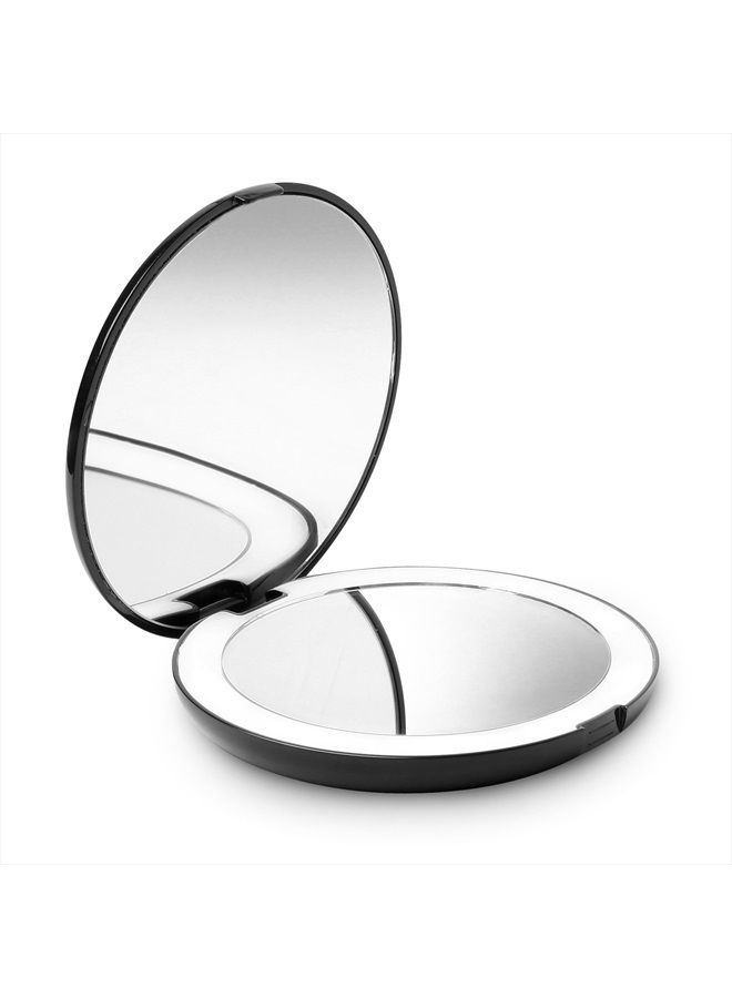 Fancii LED Lighted Travel Makeup Mirror, 1x/10x Magnification - Daylight LED, Compact, Portable, Large 5” Wide Illuminated Folding Mirror - Image 1