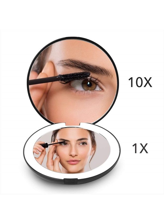 Fancii LED Lighted Travel Makeup Mirror, 1x/10x Magnification - Daylight LED, Compact, Portable, Large 5” Wide Illuminated Folding Mirror - Image 3