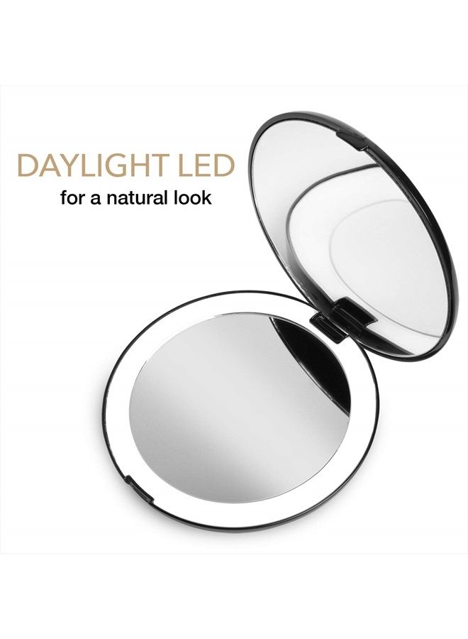 Fancii LED Lighted Travel Makeup Mirror, 1x/10x Magnification - Daylight LED, Compact, Portable, Large 5” Wide Illuminated Folding Mirror - Image 4