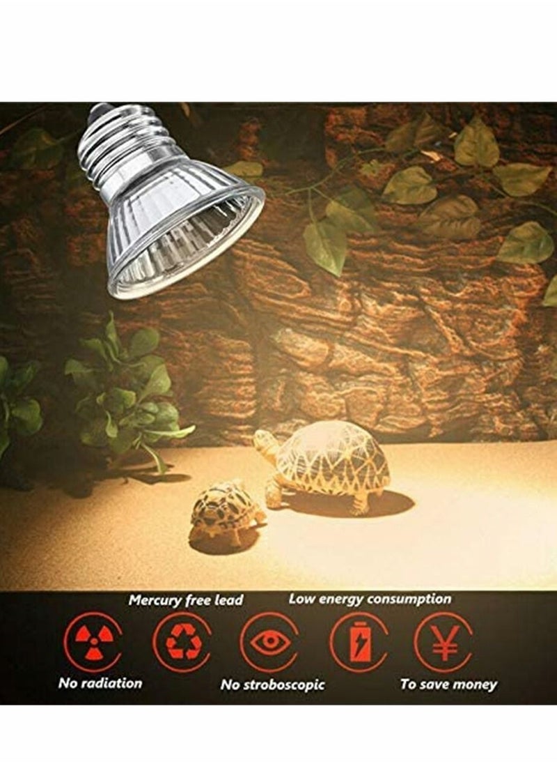 Y&D - UVA/UVB Tortoise Heat Lamp, 50W Clamp-on Reptile Bulb, 360° Adjustable Aquarium Heating Light, E27 Pet Emitter for Reptiles/Amphibians/Lizards/Turtle/Snakes - Image 1