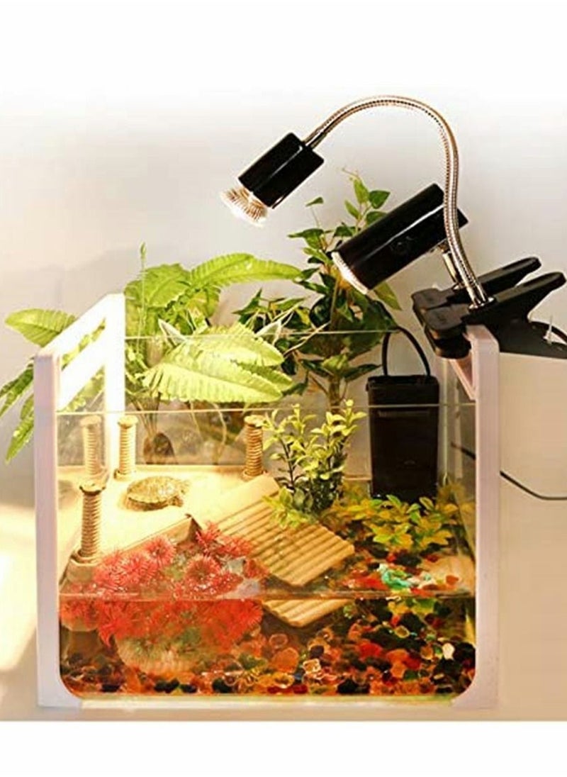 Y&D - UVA/UVB Tortoise Heat Lamp, 50W Clamp-on Reptile Bulb, 360° Adjustable Aquarium Heating Light, E27 Pet Emitter for Reptiles/Amphibians/Lizards/Turtle/Snakes - Image 1