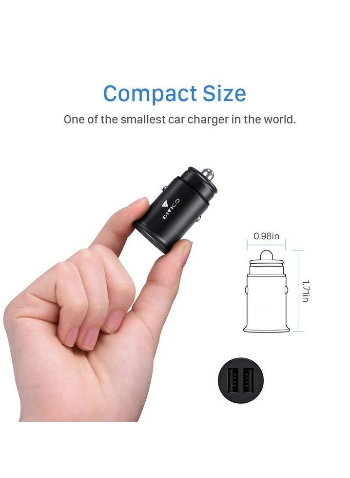 DIVICO Car Mobile Charger Zinc Alloy 2.4A Dual USB Port Fast Charging Car Cell Phone Charger Compact Size A3004 - Image 5