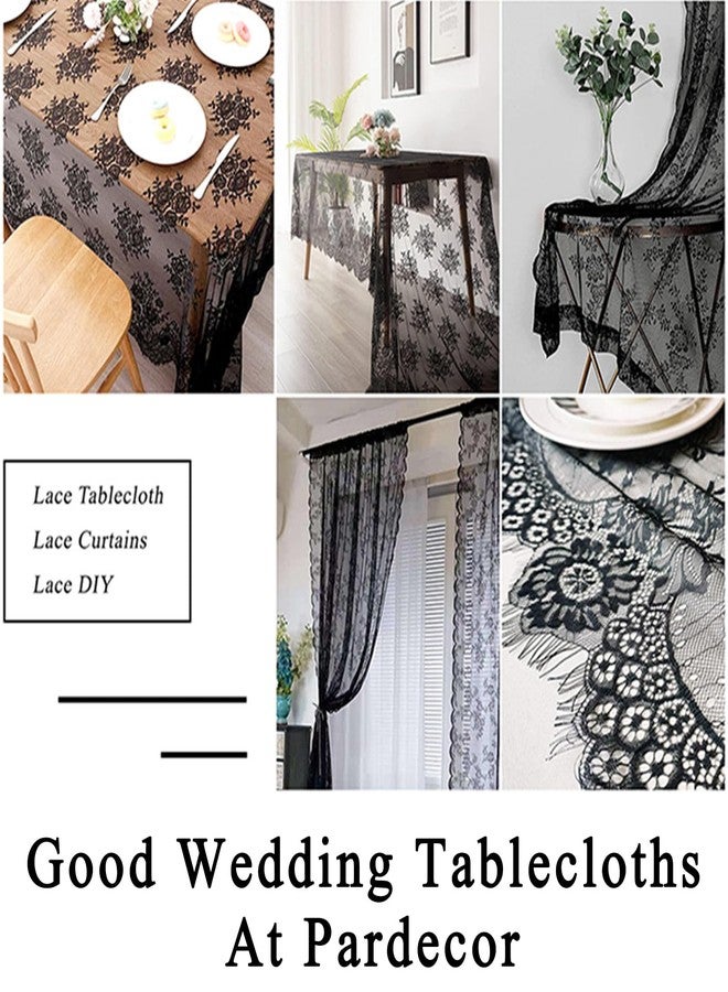 Pardecor Black Floral Lace Tablecloth 60x120-Inch Bridal Mesh Fabric Rectangle Tulle Table Cloth Wedding Holiday Party Rustic Table Linen Corded Lace - Image 5