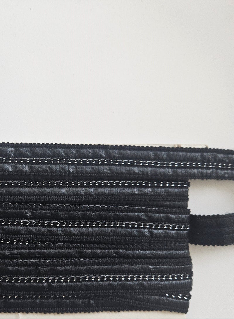 Black Satin Embroidered, 5 yards, Sewing Lace Trim - Image 1