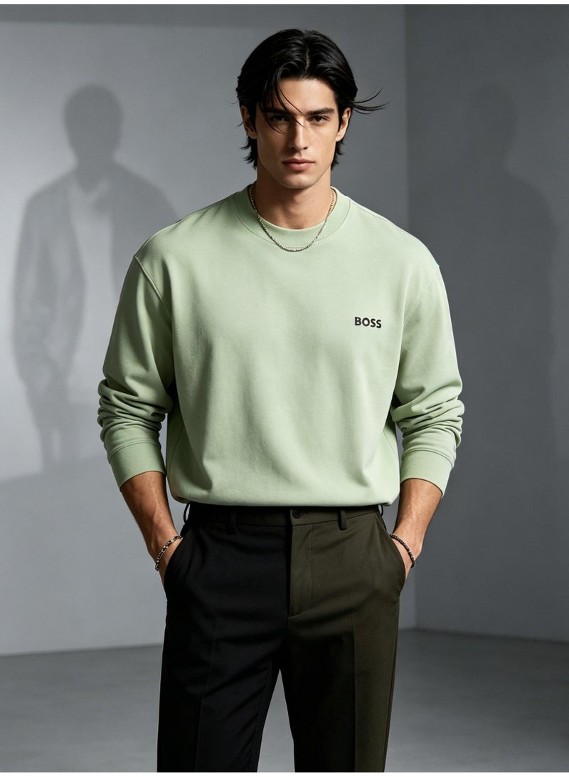 BOSS Men Fresh Hue Crew Neck Sweatshirt Outdoor Leisure Modern Daily Outfit Mint Green - Image 3