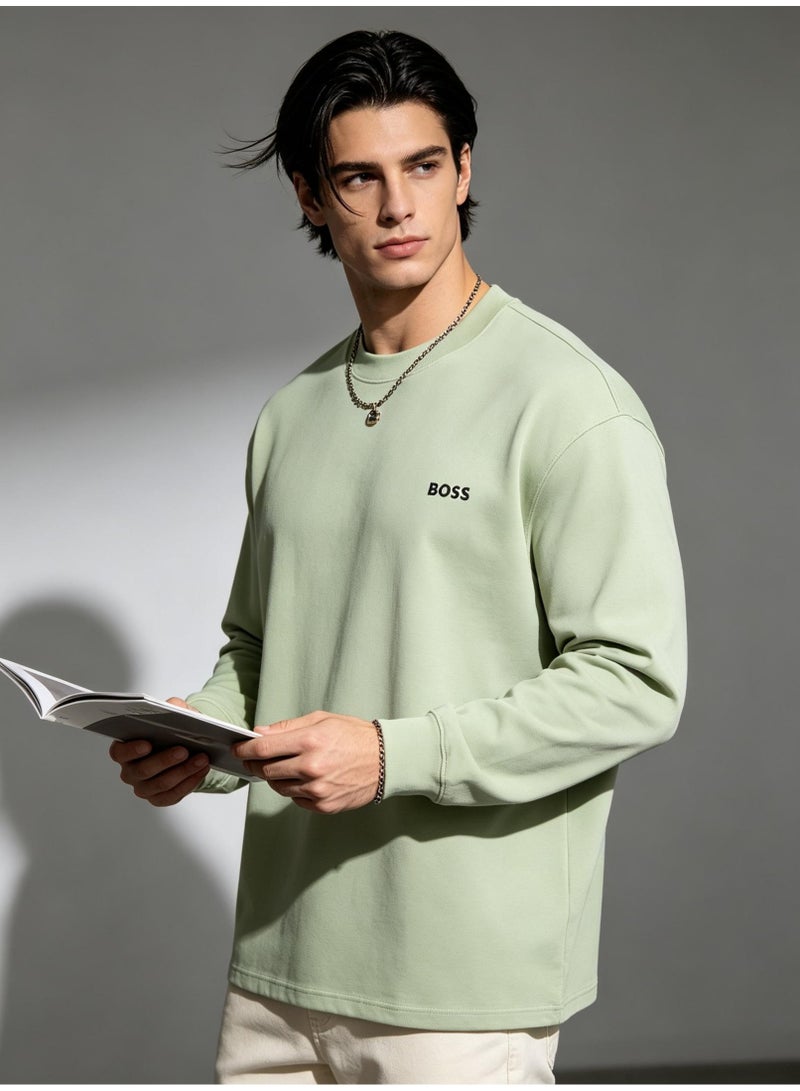 BOSS Men Fresh Hue Crew Neck Sweatshirt Outdoor Leisure Modern Daily Outfit Mint Green - Image 1