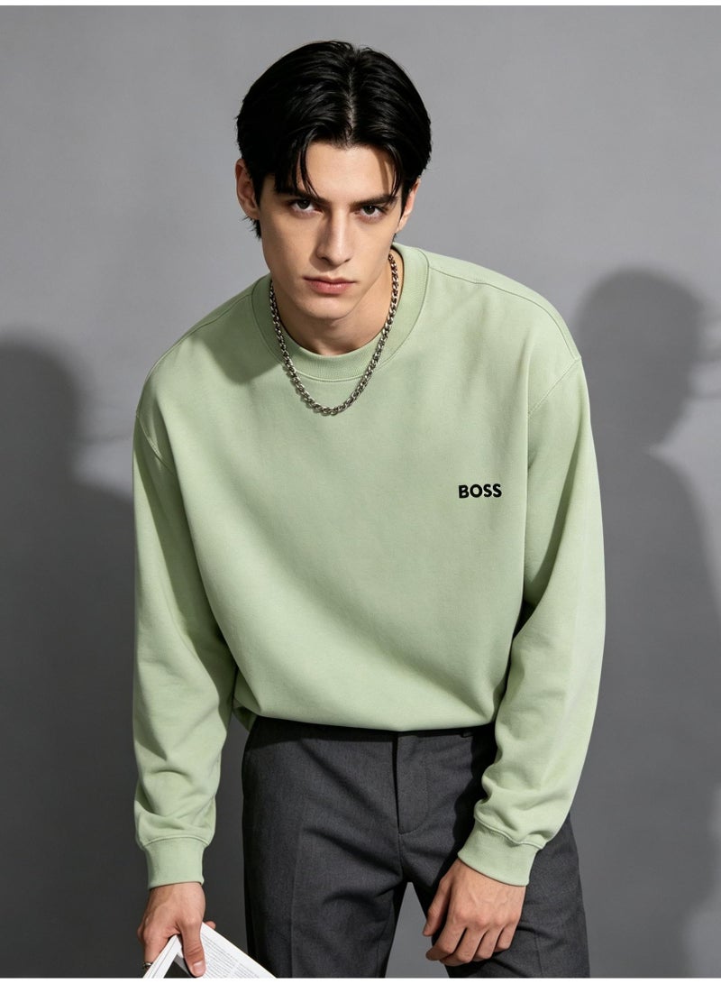 BOSS Men Fresh Hue Crew Neck Sweatshirt Outdoor Leisure Modern Daily Outfit Mint Green - Image 2