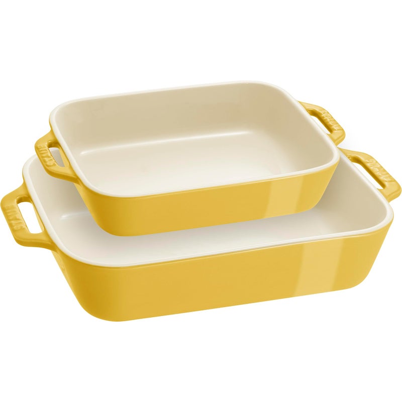 STAUB Ceramic Rectangular Baking Dish Set Casserole Dish 2Piece Citron - Image 1