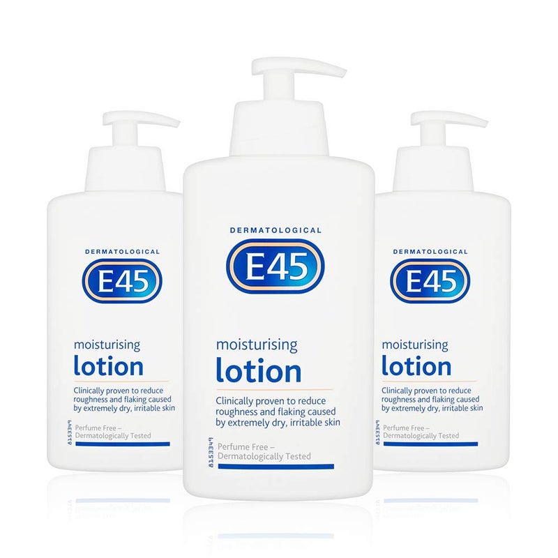 E45 Moisturiser Dermatological Lotion 500Ml With Pump Pack Of 3 500 Milliliters