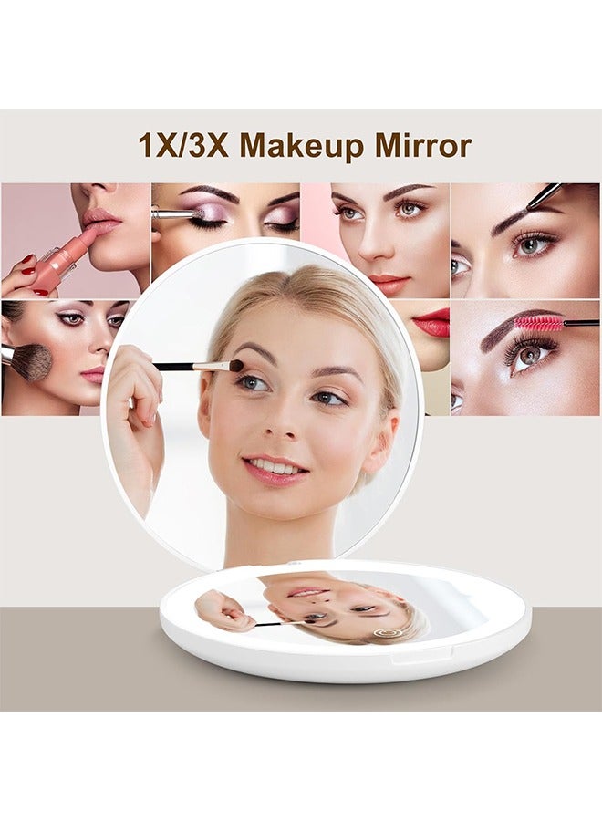 Compact Mirror Lighted Travel Makeup Mirror with 1X/5X Magnifying Double Sided Dimmable Portable Pocket for Handbag and Pocket USB Charging - Image 3