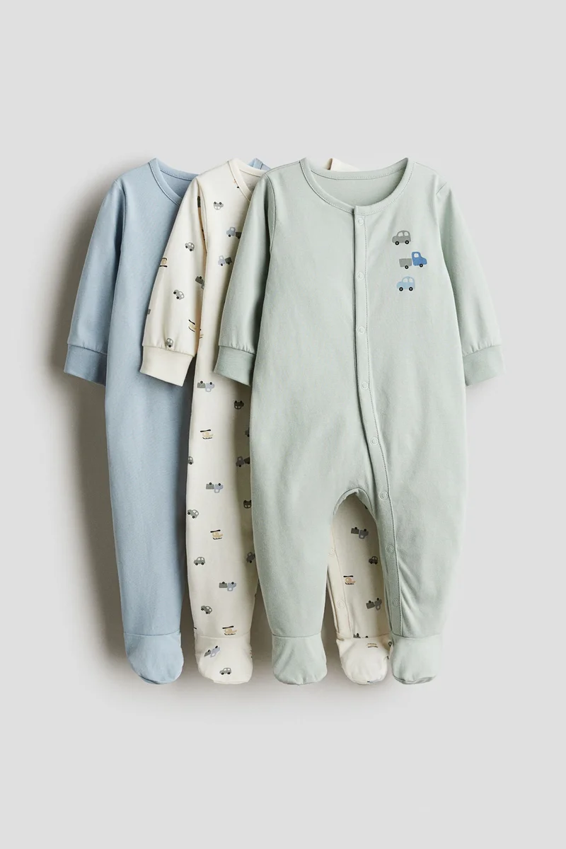 H&M 3-pack cotton sleepsuits