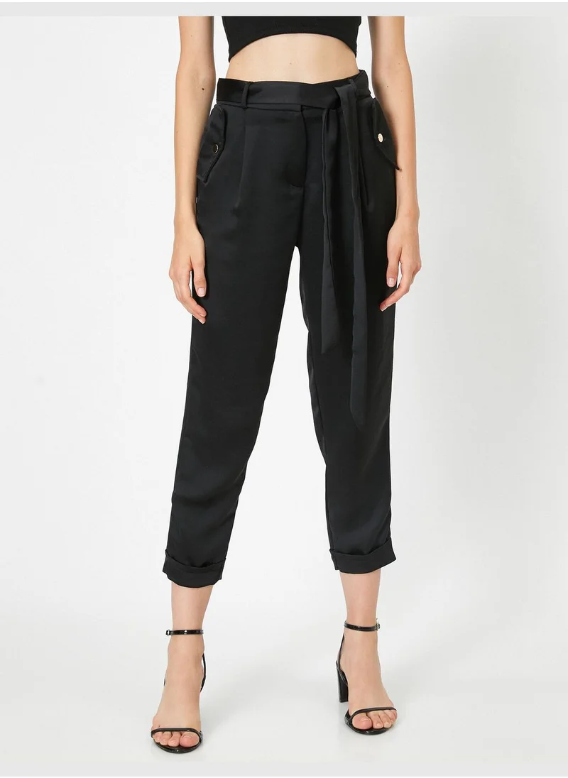 KOTON Belt Detailed High Waist Trousers