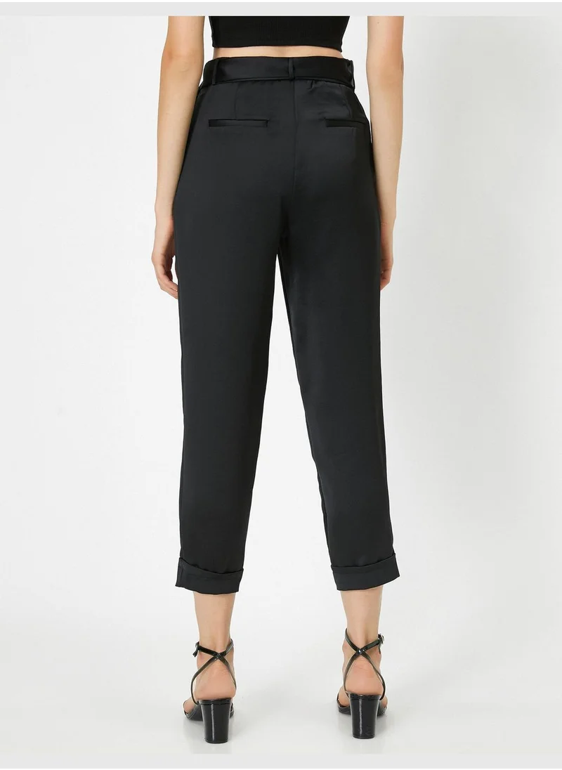 KOTON Belt Detailed High Waist Trousers
