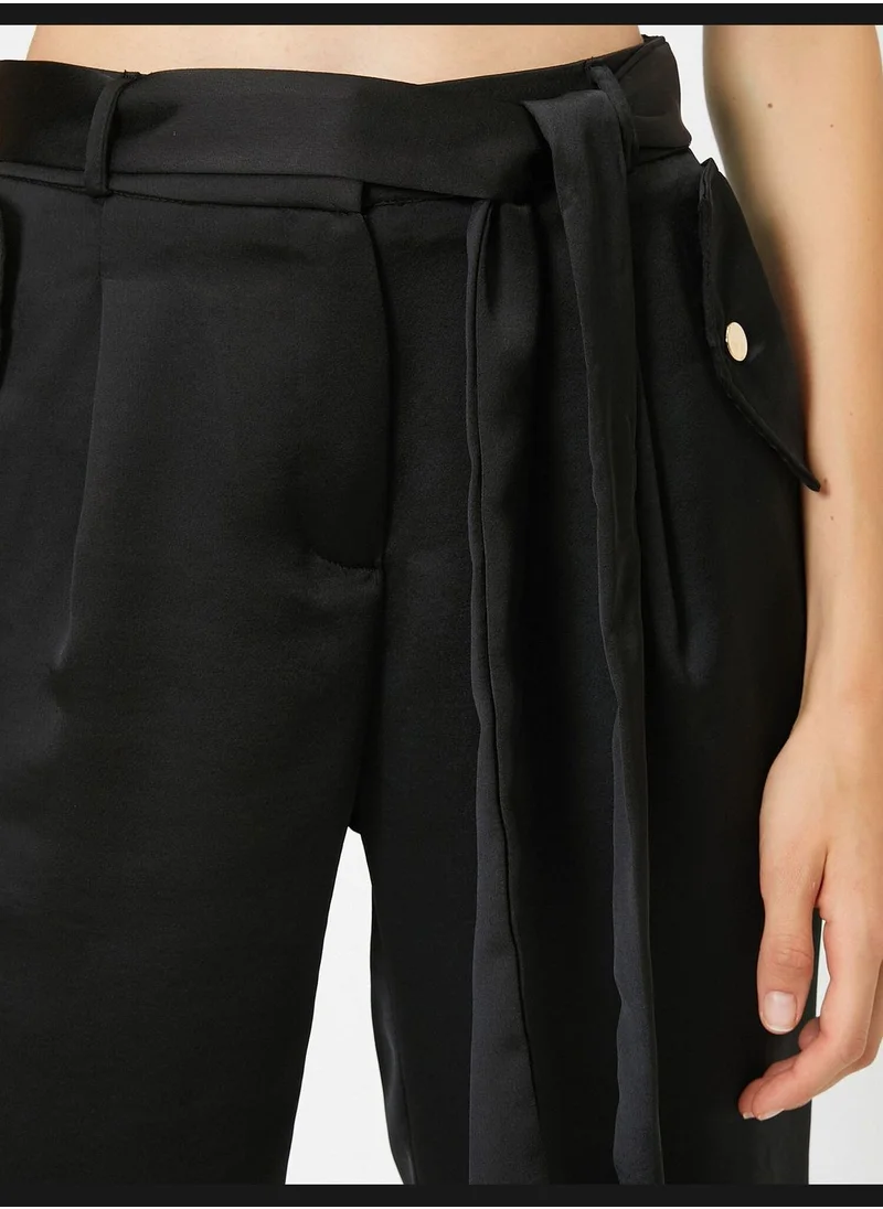 KOTON Belt Detailed High Waist Trousers