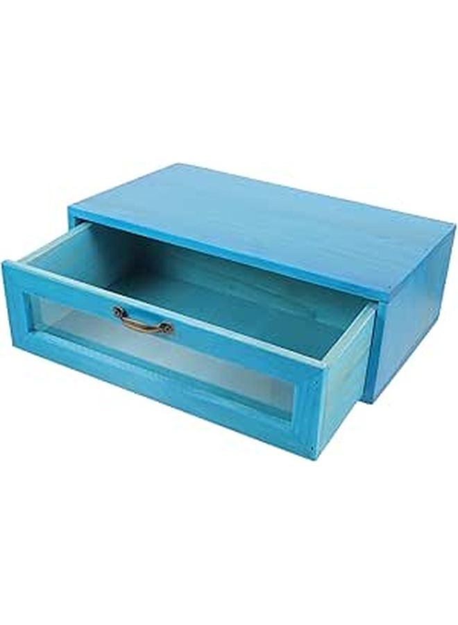 Rustic Wooden Monitor Stand with Storage Drawer for Desk Organization Home Office Workspace - Image 1