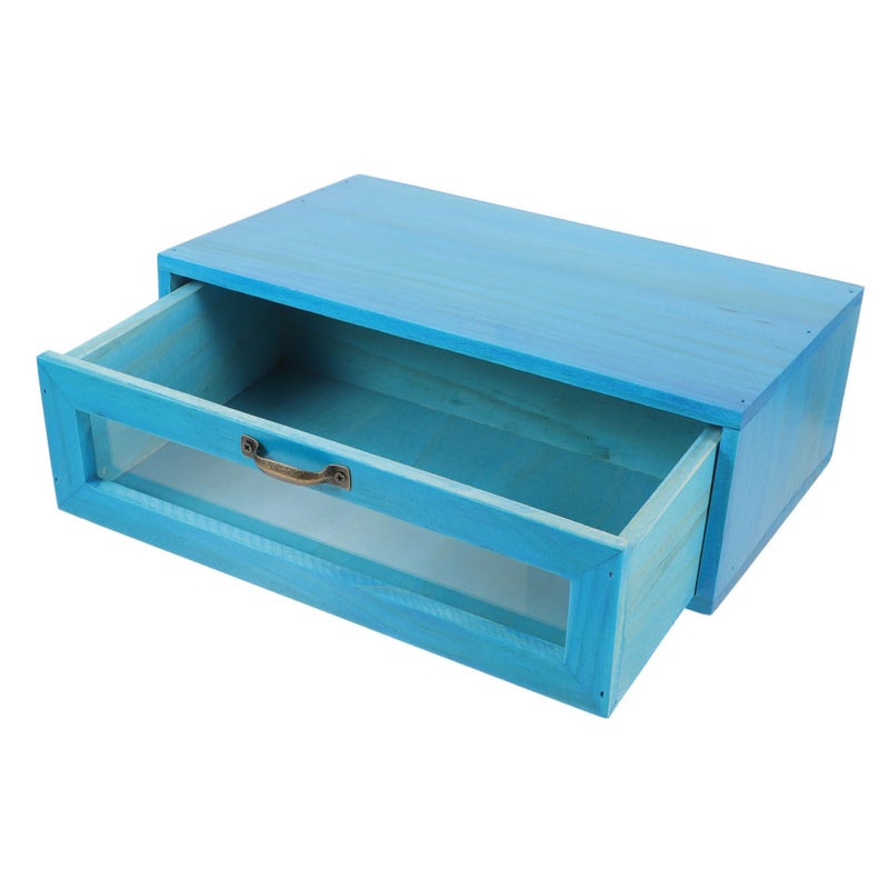 Rustic Wooden Monitor Stand with Storage Drawer for Desk Organization Home Office Workspace - Image 2