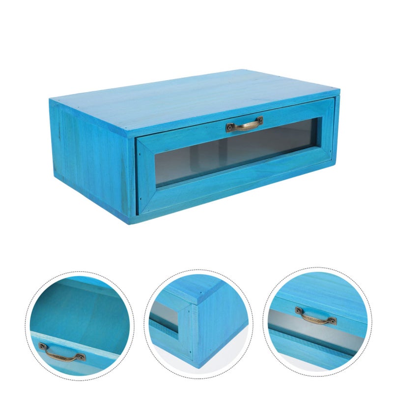 Rustic Wooden Monitor Stand with Storage Drawer for Desk Organization Home Office Workspace - Image 5