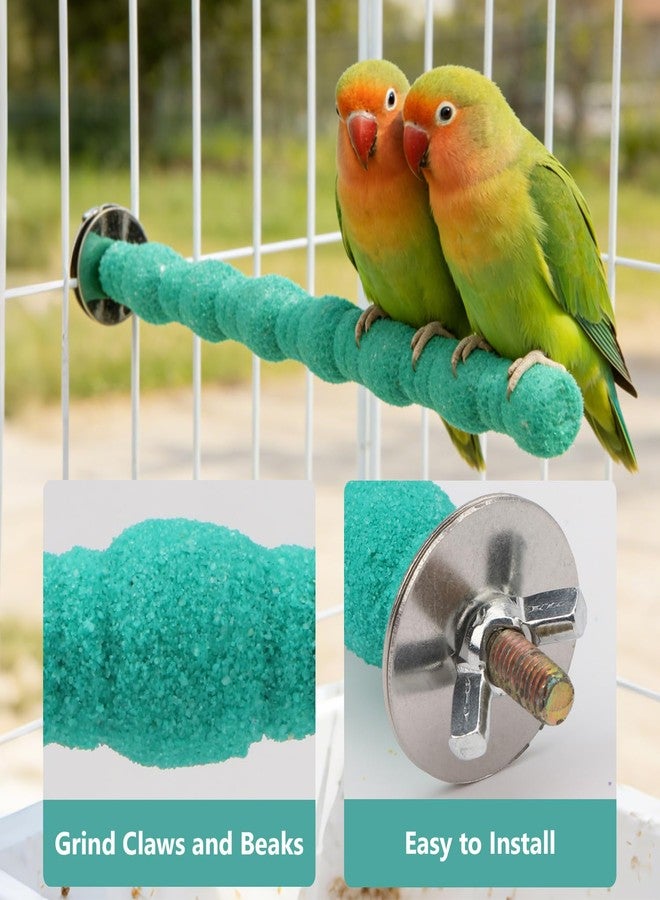 Litewoo Pet Bird Perch Parrot Rough-surfaced Stand Toy Branch Nature Wood Quartz Sand Branches Nail Perch for Small Medium Birds Cockatiel Parakeet Conure Cage Accessories (Green, 6.3in) - Image 3