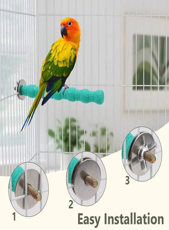 Litewoo Pet Bird Perch Parrot Rough-surfaced Stand Toy Branch Nature Wood Quartz Sand Branches Nail Perch for Small Medium Birds Cockatiel Parakeet Conure Cage Accessories (Green, 6.3in) - Image 5