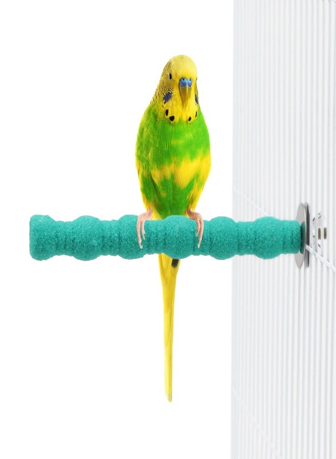 Litewoo Pet Bird Perch Parrot Rough-surfaced Stand Toy Branch Nature Wood Quartz Sand Branches Nail Perch for Small Medium Birds Cockatiel Parakeet Conure Cage Accessories (Green, 6.3in) - Image 1