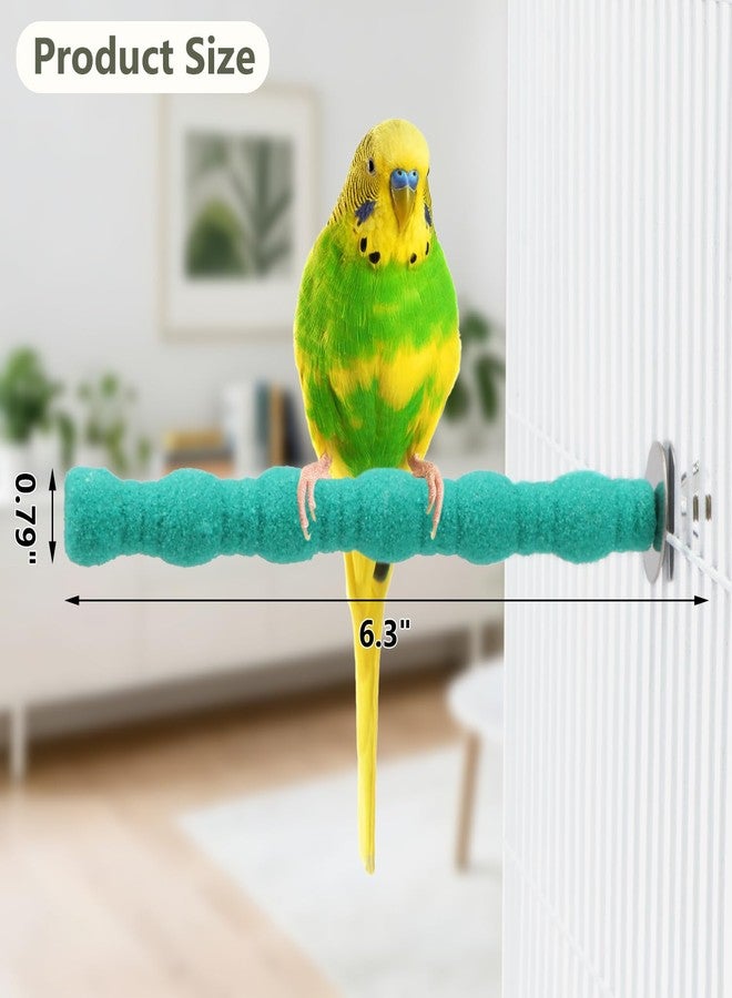 Litewoo Pet Bird Perch Parrot Rough-surfaced Stand Toy Branch Nature Wood Quartz Sand Branches Nail Perch for Small Medium Birds Cockatiel Parakeet Conure Cage Accessories (Green, 6.3in) - Image 2