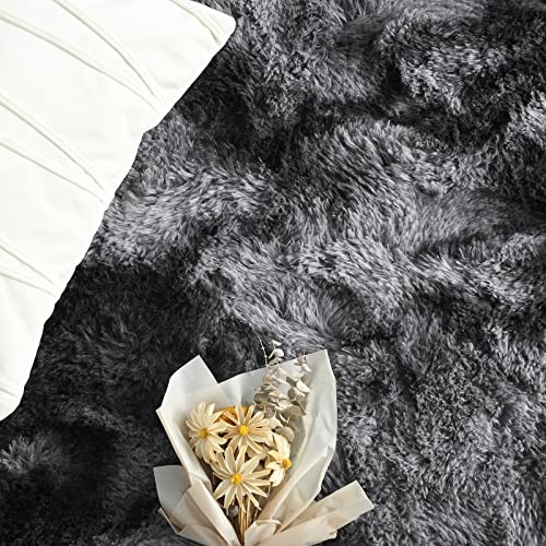 FlyDOIT 6x9 Feet Large Area Rugs for Living Room, Tie-Dyed Dark Grey Shaggy Rug Fluffy Throw Carpets, Ultra Soft Plush Modern Indoor Fuzzy Rugs for Bedroom Girls Kids Nursery Room Dorm Home Decor - Image 5