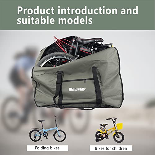 CamGo 20 Inch Folding Bike Bag - Wear-resistant Bicycle Travel Case Outdoors Bike Transport Bag for Cars Train Air Travel (Army Green, 20 inch) - Image 4