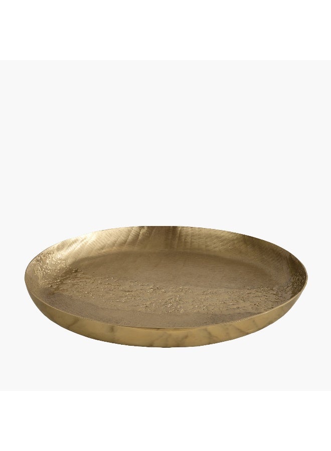 Home Box Melrose Litt Aluminium Textured Round Flat Decorative Tray - 34x34x3 cm - Image 5