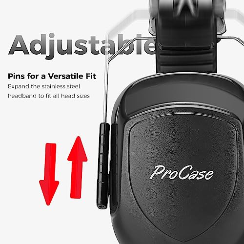 Procase سماعات بروكيس لتقليل الضوضاء، حماية صوتية، سماعات إلغاء الضوضاء NRR 28dB للبالغين والأطفال المصابين بالتوحد، حماية السمع للجز العشب - أسود - Image 2