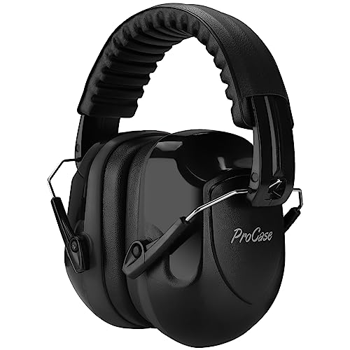 Procase سماعات بروكيس لتقليل الضوضاء، حماية صوتية، سماعات إلغاء الضوضاء NRR 28dB للبالغين والأطفال المصابين بالتوحد، حماية السمع للجز العشب - أسود - Image 1