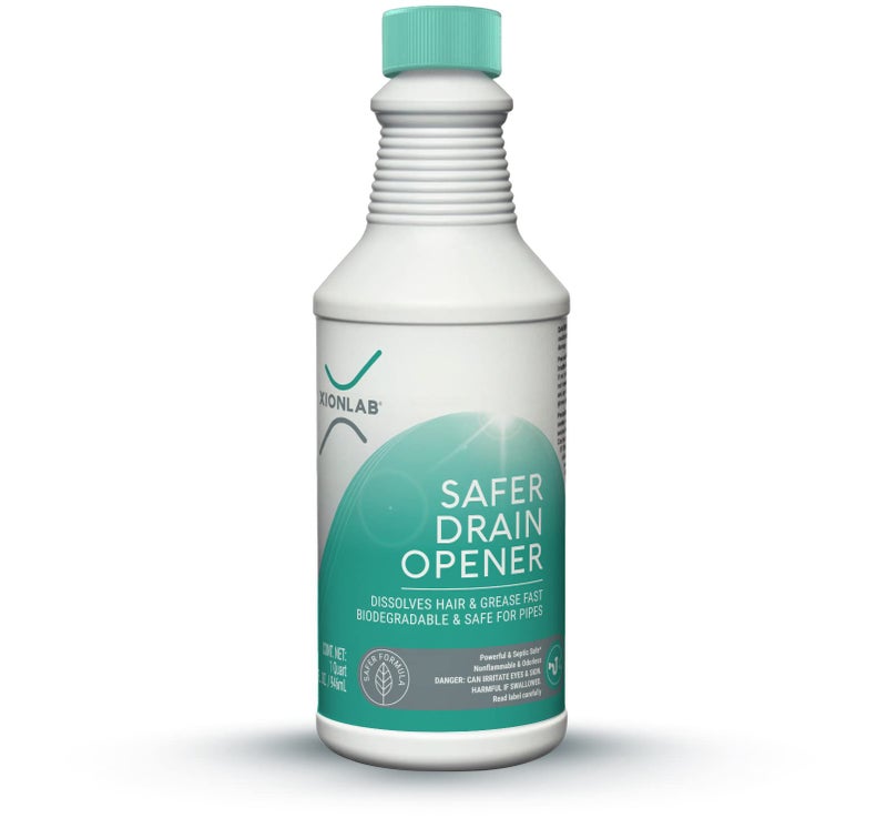 Xion Lab XionLab Safer, Greener Drain Clog Remover â€“ Industrial-Strength Liquid Drain Cleaner for Hair & Grease â€“ Septic Safe, Odorless, Biodegradable for Bathroom Sink, Bath Tub, & Shower Drain â€“ 32 oz - Image 1