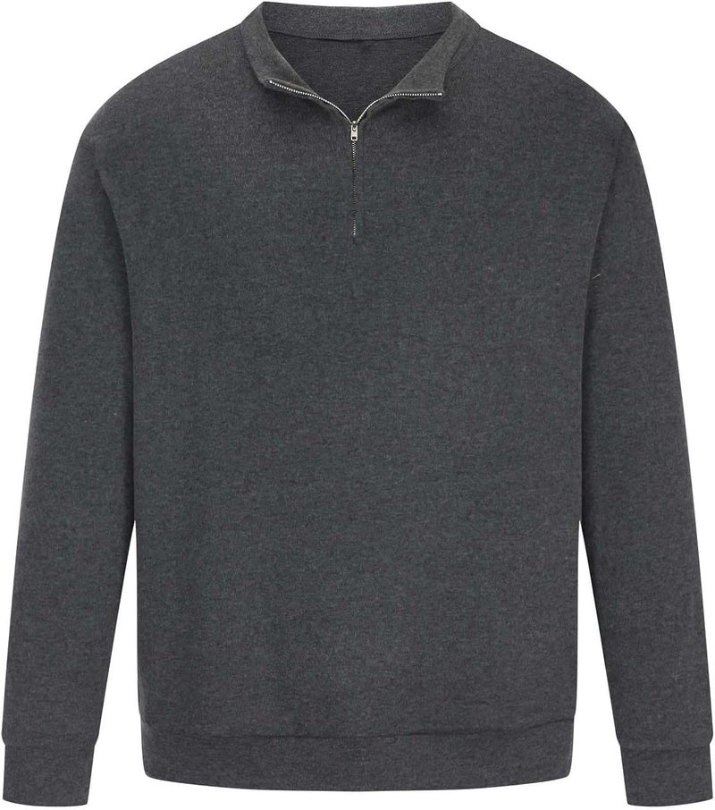 woobles Men's Autumn Winter Solid Sweater Fashion Wool Sweater Stand Up Collar Quarter Zipper Long Sleeved Knitted Pullovers 001-gray - Image 4