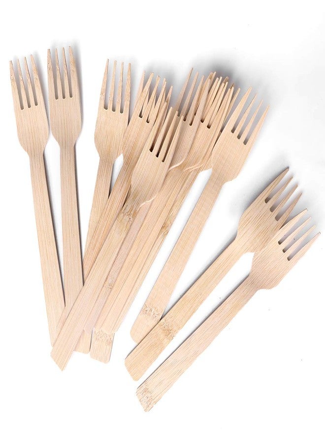 BANBU Bamboo Utensils Disposable- 100 PK Bamboo Forks Disposable 100% Compostable Biodegradable Renewable Natural Cutlery Fork 6.7" for Travelling Camping - Image 1