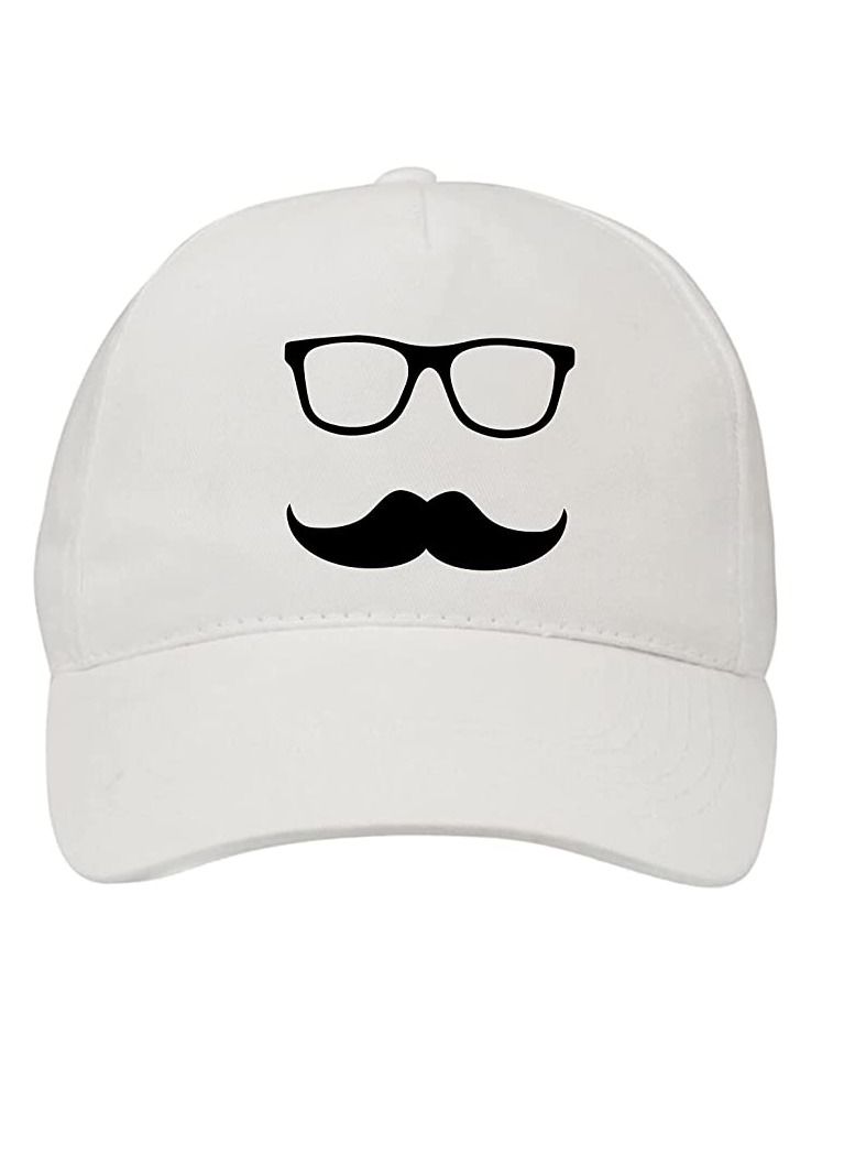 PRINTSHOP4ME Moustache Caps For Movember, Mobro,Mens Health Awareness White - Image 1