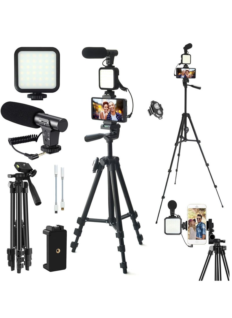 TIGER Vlogging YouTube Starter Kit – Complete Setup for Content Creators, Includes LED Ring Light, Tripod, Microphone, Camera Remote, and More for Professional Video Production  - Image 1