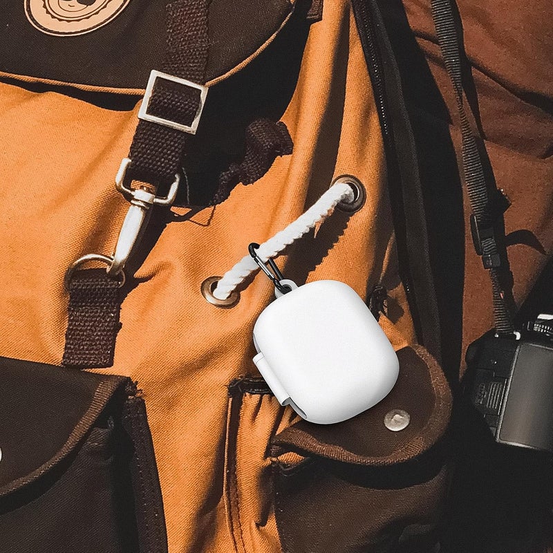 Geekria Silicone Case Cover Compatible with Soundcore by Anker AeroFit 2 True Wireless Earbuds, Protective Earphones Skin Cover with Keychain Hook, Charging Port Accessible (White) - Image 5