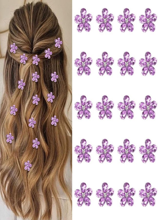 Amariver Small Hair Clips 20pcs Purple Mini Hair Clips for Girls Rhinestones Flower Hair Pins Flower Girls Decorating Wedding Bridal Hair Barrettes Cute Accessories for Women girls - Image 1