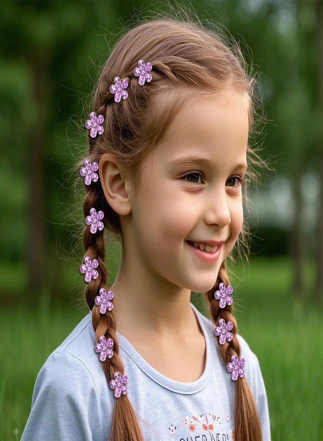Amariver Small Hair Clips 20pcs Purple Mini Hair Clips for Girls Rhinestones Flower Hair Pins Flower Girls Decorating Wedding Bridal Hair Barrettes Cute Accessories for Women girls - Image 5