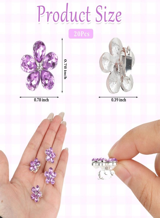 Amariver Small Hair Clips 20pcs Purple Mini Hair Clips for Girls Rhinestones Flower Hair Pins Flower Girls Decorating Wedding Bridal Hair Barrettes Cute Accessories for Women girls - Image 2