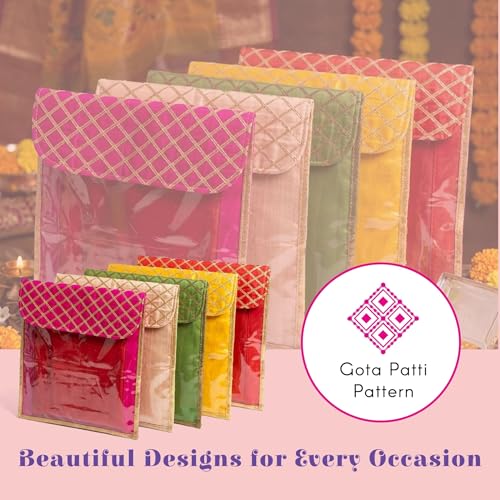 LoveNspire 5 Assorted Gotta Patti Saree Bags Lehnga Cover Clothes Organizer Sari Storage Bag for Wardrobe and Gifting Storage Indian Wedding Favor Cloth Case Birthday - Image 2