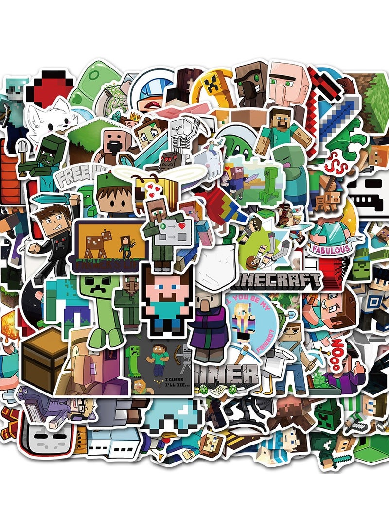 Folanry 100 Pcs Minecraft Waterproof Stickers for Water Bottle, Laptop, Skateboar,d Computer, Phone.Cute Cartoon Stickers for Kids Teens - Image 1