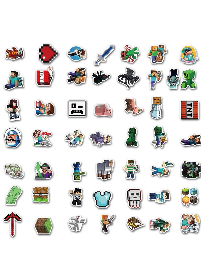 Folanry 100 Pcs Minecraft Waterproof Stickers for Water Bottle, Laptop, Skateboar,d Computer, Phone.Cute Cartoon Stickers for Kids Teens - Image 2