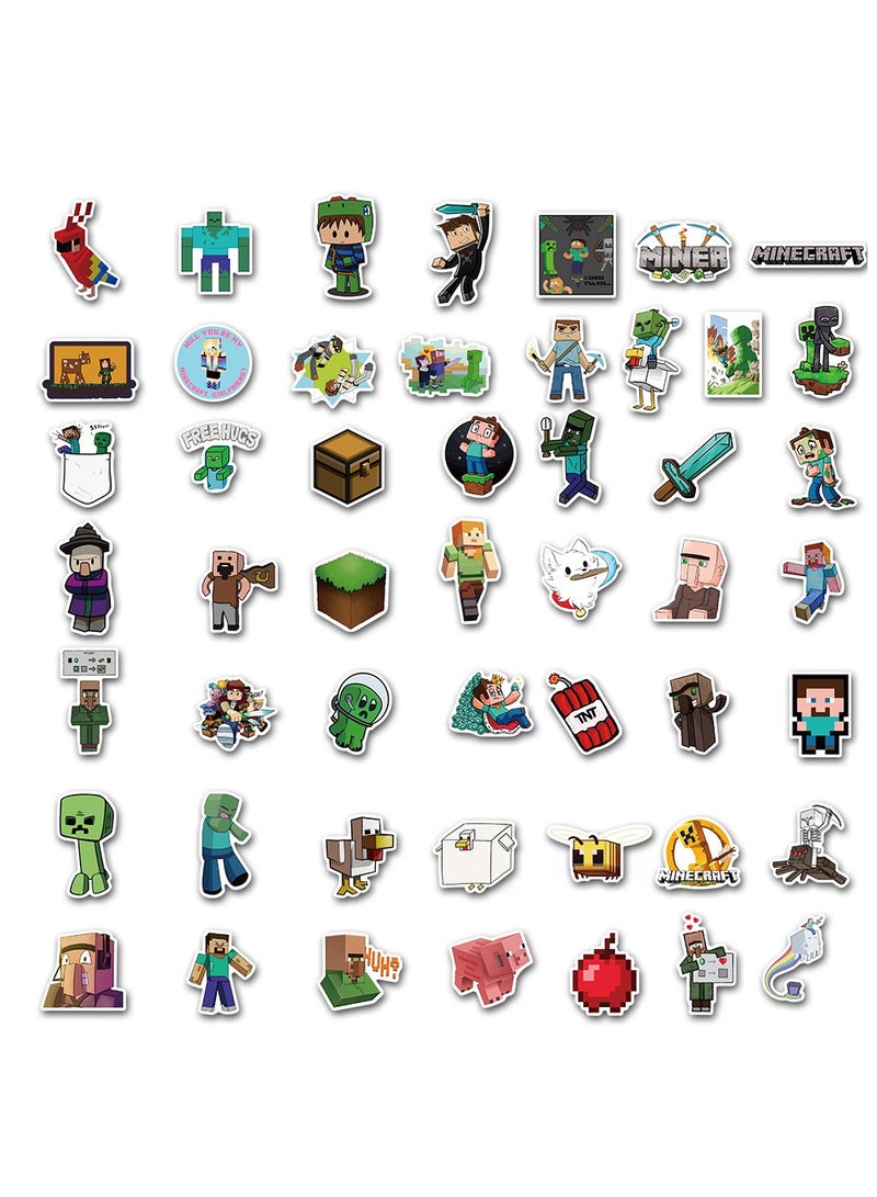 Folanry 100 Pcs Minecraft Waterproof Stickers for Water Bottle, Laptop, Skateboar,d Computer, Phone.Cute Cartoon Stickers for Kids Teens - Image 3